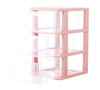 Ciieeo Pink 3-tier Plastic Desktop Storage Box Drawer, Makeup Storage Organizer Case for Cosmetics and Stationery, Dustproof Tabletop Cosmetic Container for Students and Home Use