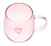 Ciieeo Pink Glass Mug with Handle, 3D Heart Gradient Creative Coffee Cup | High Borosilicate Glass, Single-layer Design, Easy-grip Handle, for Milk, Juice, Home Décor, Couples, Valentine's Day