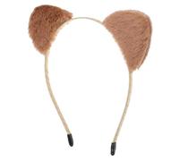 Ciieeo Plush Cat Ear Headband Cute Khaki Hairband for Washing Face Secure Hold Gentle on Head Stylish Skincare Spa Accessory for Women