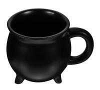 Ciieeo Porcelain Cauldron Mug Halloween Witch Coffee Cup Black Matte Ceramic Drinkware for Parties Home Office Versatile Beverage Holder for Coffee Tea and More