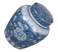 Ciieeo Porcelain Tea Canister with Blue and White Peony Pattern Ceramic Sealed Storage Jar for Tea Leaves Decorative Chinese Ginger Jar for Home Decor and Gift