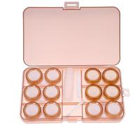 Ciieeo Portable Brown Plastic Contact Lens Case with 6 Compartments, Dustproof and Lightweight Lens Storage Organizer, for Outdoor Use and Can be Put in Your Bag