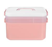 Ciieeo Portable Nail Polish Storage Holder Pink Nail Art Tool Box Multiple Compartments for Ladies