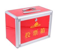 Ciieeo Portable Red Multipurpose Ballot Box with Lock, Lacquering Board and Aluminium Alloy Construction, Practical Voting Box for Office Or Election Use