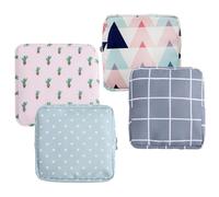 Ciieeo Portable Tampon Bag and Menstrual Pad Pouch Made of Cotton Cloth 4pcs with No Peculiar Smell, Practical Period Pouch Lovely Design Suitable for Carrying Sanitary Pads for Women
