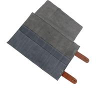 Ciieeo Professional 12-Slot Leather Hairdressing Scissor Bag, Gray Styling Tools Pouch for Barbers, Portable Shear and Comb Organizer Suitable for Salon and Travel