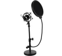 Ciieeo Professional Microphone Rack Desktop Mic Stand Tabletop Microphone Bracket with Mic Filter Metal Adjustable Telescopic Holder Strong Stability Reduce Vibration and Noise for Voice