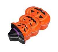 Ciieeo Pumpkin Shaped Iron Storage Box with Lid, Airtight and Wear-resistant Metal Candy Holder for Autumn Table Decor and Halloween Treats, Charming Orange Tin Storage Container