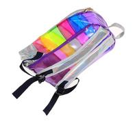 Ciieeo Rainbow Colorful Backpack PVC Stripe Design Red Shiny Student School Bag Large Capacity Fashion
