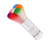 Ciieeo Rainbow Nail Art Dust Brush with Metal Handle Petal-shaped Makeup Powder Cleaner Brush Silver Seven-color Nail Dust Remover for Professional