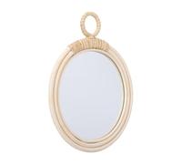 Ciieeo Rattan Mirror Wavy Decorative Makeup Mirror for Bathroom Wall Bohemian Home Decor Ornament