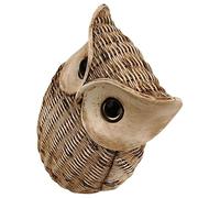 Ciieeo Rattan Owl Statue Decorative Resin Sculpture Flat Bottom Surface Unique Creative Artistic Design for Home Desktop Decoration