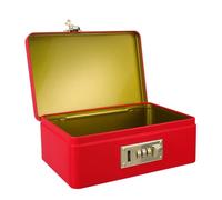 Ciieeo Rectangle Metal Tin Box with Combination Lock, Portable Red Jewelry Storage Box for Trinkets and Keepsakes, Vintage Lockable Tin Container for Home Organization