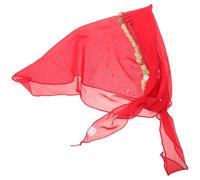 Ciieeo Red Chiffon Belly Dance Accessory with Meticulously Polished Coins, Bohemian Vintage Style Head Scarf for Women and Girls, for Travel and Dancing