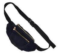 Ciieeo Retro Dark Blue Denim Waist Bag for Women, Crossbody Chest Pack with Double Pockets, Fashionable Casual Fanny Pack Suitable for Travel and Daily Use