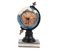 Ciieeo Retro Style Clock Decor Desktop Ornament Vintage European Style Resin Globe Shaped Delicate Creative Aa Battery Powered Decorative Desk Clock for Room Decoration and Home