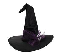 Ciieeo Reusable Halloween Witch Hat for Women Lightweight Spider Web Mesh Ruched Cap Large Brim Cosplay Accessory for Masquerade Party Performance and Roleplay