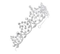 Ciieeo Rhinestone Baroque Bridal Tiara Crown White Headband Wedding Party Bride Headpiece with Comb for Women
