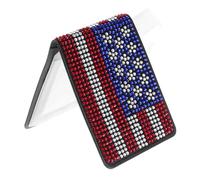 Ciieeo Rhinestone Driver License Card Holder with American Flag Design, PU Leather Car Document Organizer for Vehicle Registration and Insurance, Protective Wallet for Teens and Adults