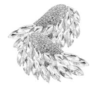 Ciieeo Rhinestone Shoe Buckle 2Pcs Clip-On Wings with Bow Charms for Wedding and Casual High Heels Decoration Silver Zinc Alloy