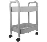 Ciieeo Rolling Storage Trolley Cart with Wheels, 2-tier Grey Mobile Organizer Cart for Kitchen and Bathroom Storage, Portable Utility Shelf Unit for Home Organization