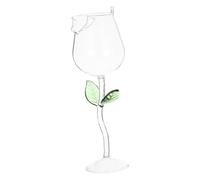 Ciieeo Rose Design Goblet Creative Cocktail Wine Glass with Transparent Leaf Accent Decorative High Stem Cup for Home Bar Party Restaurant Use