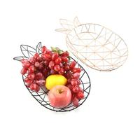 Ciieeo Rose Gold Hollow Iron Fruit Basket for Kitchen Countertop Vegetable Snack Storage Tray with Decorative Pineapple Design