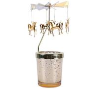 Ciieeo Rotating Unicorn Carousel Candle Holder, Golden Thermal Spin Tea Light Stand with Glass Cup, Magical Windmill Candlestick for Desktop Decoration (Unicorn Design)