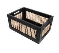 Ciieeo Rustic Bamboo Wood Storage Basket Small Rectangular Organizer for Pantry Books Cosmetics Kitchen Countertop Handwoven Multi-purpose Storage Crate with Vintage Charm and Portable