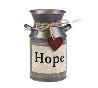 Ciieeo Rustic Metal Milk Jug Vase 10.5x19cm - Retro Flower Pot with Handles for Artificial Floral Arrangements | Distressed Farmhouse Home Decor for Living Room Table