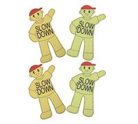 Ciieeo Safety Road Signs 4pcs Slow Playing Warning Markers with Mini Traffic Signs for Preschool Parks Outdoor Street Caution Slow down Alerts