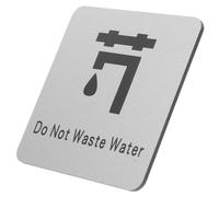 Ciieeo Save Water Notice Sign Stop Wasting Water Caution Sign Aluminium Plastic Panel Waterproof Wall Mounted Silver Sleek Modern Design for School and Public Places