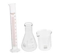 Ciieeo Scientific Teaching Tool Glass Beaker Conical Flask Graduated Measuring Cylinder with Scale for Accurate Liquid Measurement Lab and Experiments