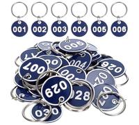 Ciieeo Set of 30 Blue Metal Numbered Key Tags 1-30 with Key Rings for Luggage and Office Id Labels Sturdy Aluminium for Travel and Home Organization