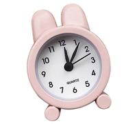 Ciieeo Silent Rabbit Ear Alarm Clock Metal Bedside Clock Non Ticking Desktop Wake-up Device for Students Home Dorm Room Decoration Pink