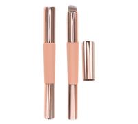 Ciieeo Silicone Lip Brush Gentle Silicone Touch Dual Ended and Concealer Applicator 2pcs with Wooden Handle and Cap, Adjustable Retractable Length Suitable for Nail Art and Travel