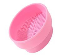Ciieeo Silicone Makeup Brush Cleaning Cup with Mat and Holder Pink Makeup Brush Cleaner Portable Wash Bowl Suitable for Beauty Personal Care Tools