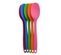Ciieeo Silicone Soup Spoon Long Handle Soft Head Nonstick Food Serving Scoop Blue Kitchen Utensil for Soup and Sauce Serving