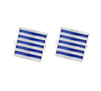 Ciieeo Silver Blue Stripe Business Cufflinks for Men, Easy to Use French Style Shirt Sleeve Accessories with Environmentally Friendly Plating, for Valentine's Day Or Marriage