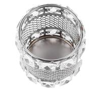 Ciieeo Silver Crystal Makeup Brush Storage Bin with Metal Organiser for Stationery and Pens, Handy Vanity Storage Box for Home and Office, Stylish Capacity Cosmetic Brush Holder