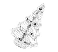 Ciieeo Silver Disco Mini Christmas Tree with Reflective Mirror Ball Ornaments Compact Artificial Tabletop Decoration for Home Office Kitchen and Holiday Crafting