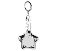 Ciieeo Silver Star Shaped Mini Mirror Keychain with Accurate Undistorted Reflections, Portable Glass and Metal Compact on The Go Use and Wallet Mirror Slot, Stylish and Minimalist