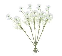Ciieeo Simulated Chamomile Flower Bouquet 5pcs White Artificial Flowers Household Decor for Wedding Scene Layout Photo Prop Living Room Decoration