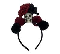 Ciieeo Skull Headband for Halloween Funny Decorative Headbands for Adults Party Headdress Dark Red Roses for Cosplay and Carnival Events