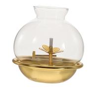 Ciieeo Small Kerosene Oil Lamp with Glass Shade Vintage Butter Lamp for Buddhist Worship Table Lantern Home and Temple Decoration Rustic Carbide