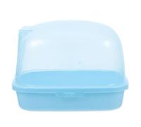 Ciieeo Small Pet Sand Bath Container for Hamsters and Chinchillas, Blue Plastic Hamster Toilet Sandbox Shower Box, Large Sand Litter Box for Mice and Gerbil Hideout