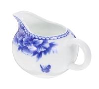 Ciieeo Small Porcelain Creamer Pitcher 5Oz Blue White Milk Jug with Handle for Coffee Latte Art Syrup and Sauce Serving