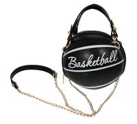 Ciieeo Small Round Basketball Shape Crossbody Bag for Women, Single-shoulder Black Handbag, Casual All-match Shoulder Bag for Daily Use