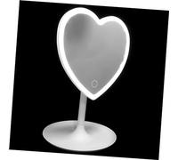 Ciieeo Smart LED Lighted Heart Shaped Tabletop Cosmetic Mirror with Brightness Portable Makeup Mirror for Home and Travel Reflection Frame Space Saving Design
