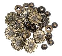 Ciieeo Snap Button Fastener Clasp Retro with Backing Base Pieces 10 Sets Zinc Alloy Daisy Shape Easy to Install and Simple to Attach for Bag and Travel Bag Sewing or Scrapbooking Crafts
